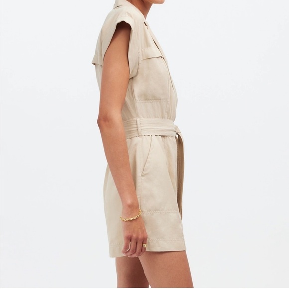 Madewell Tie-Waist Muscle Tank Romper in Summer Dune size 6 NWT NQ584 - Picture 3 of 13